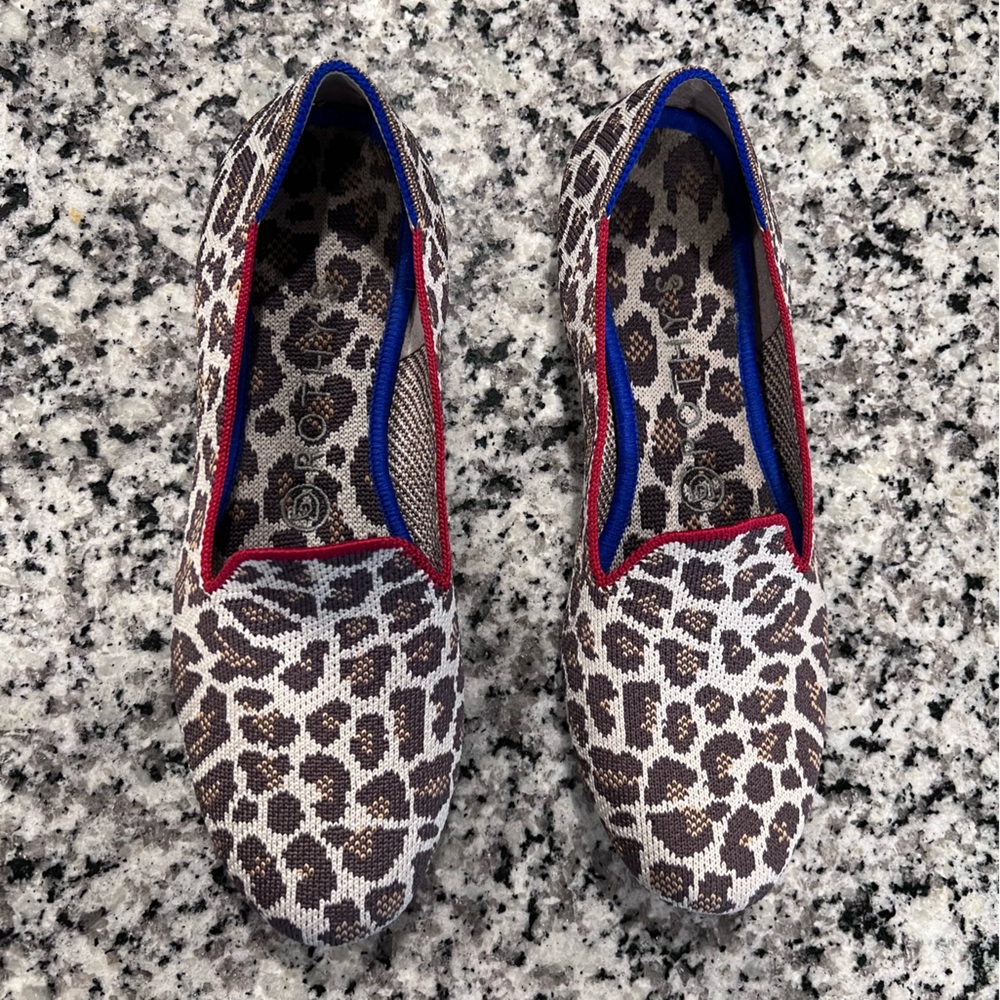 ROTHYS Leopard Spotted Loafer Flats - size 8!